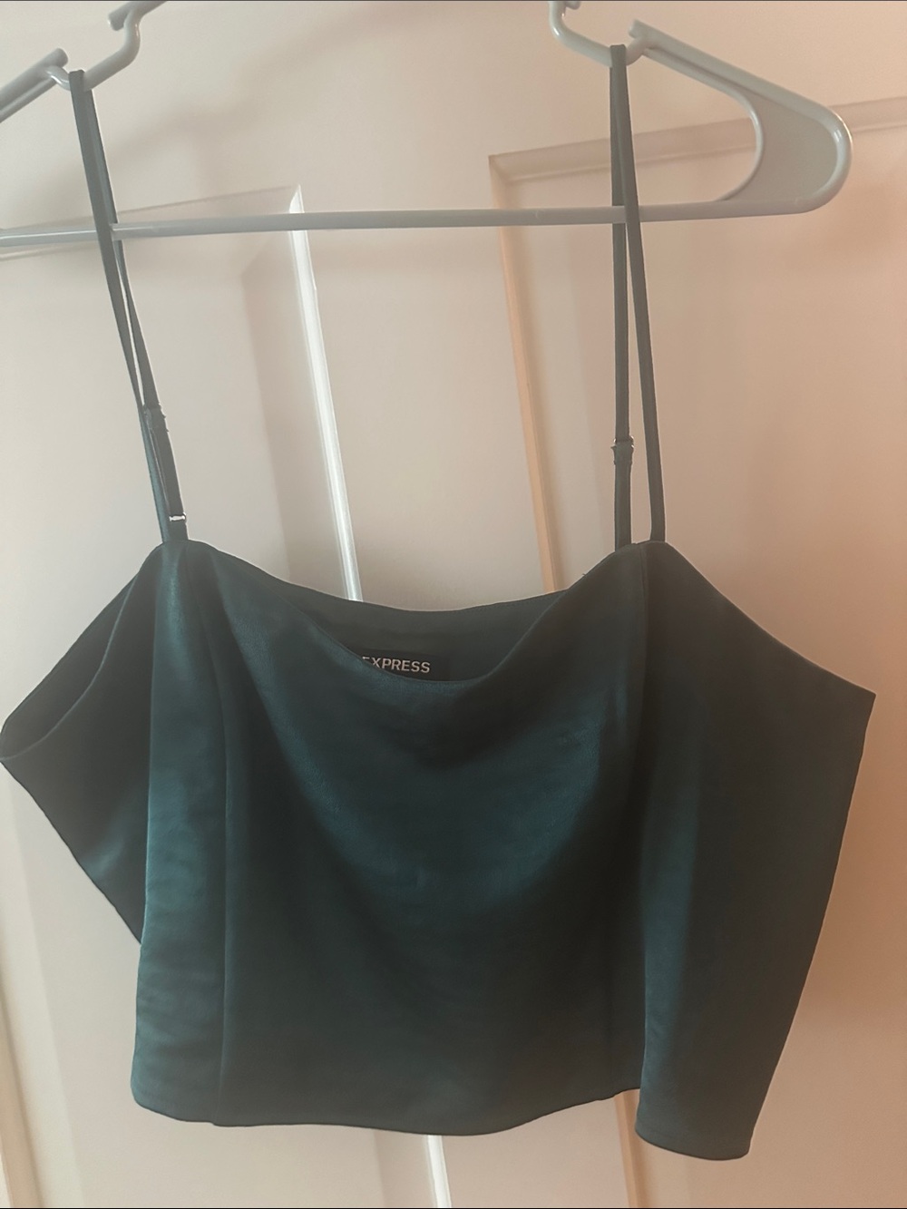 Express Emerald Green Satin Crop Top